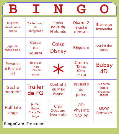 TGA 2025 Bingo Card