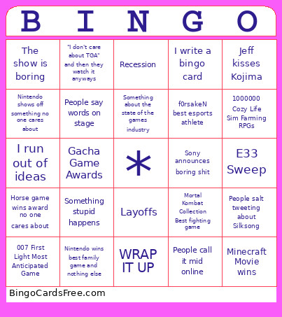 TGA-2025 Bingo Card