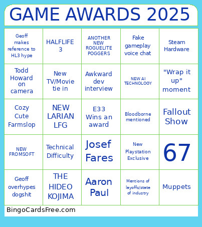 TGA 2025 Peartotype Bingo Card