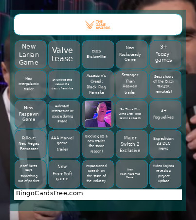 TGA 2025 Prediction Bingo Card
