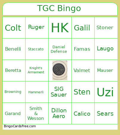 TGC Bingo Card