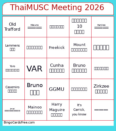 ThaiMUSC Meeting 2026 Bingo Card