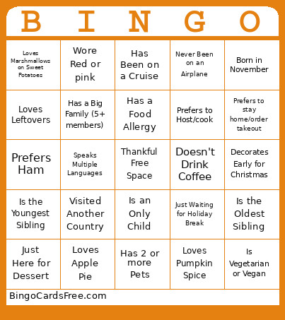 Thankful Bingo Card
