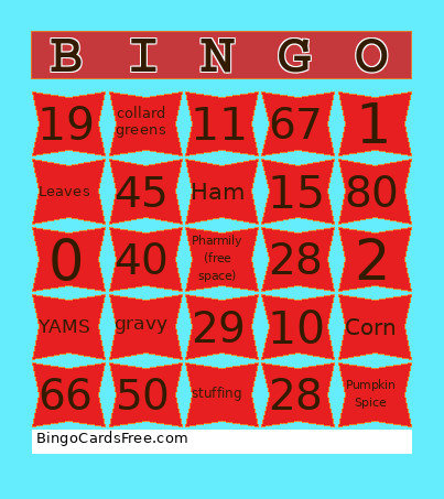 THANKSGIVING Bingo Card