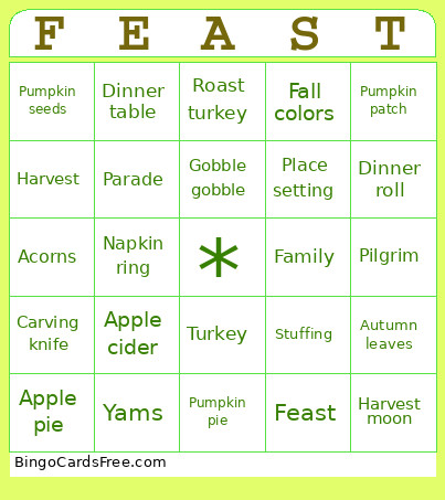 Thanksgiving Bingo Card 3