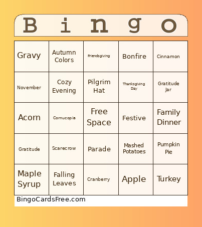 Thanksgiving Bingo Card 2