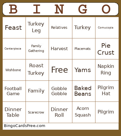 Thanksgiving Bingo Card