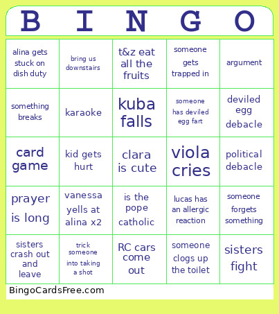 Thanksgiving Bingo Card