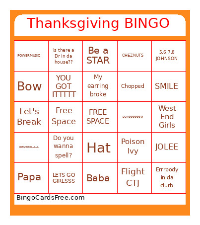 Thanksgiving Bingo Card 2