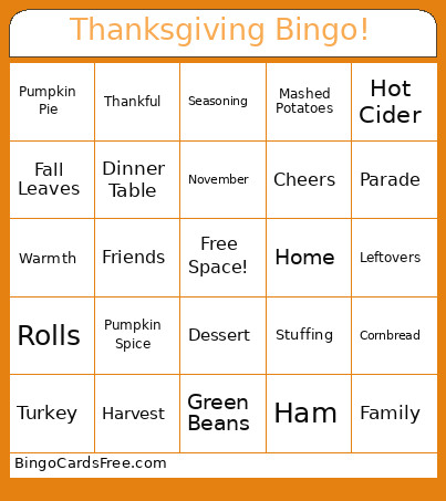 Thanksgiving ! Bingo Card