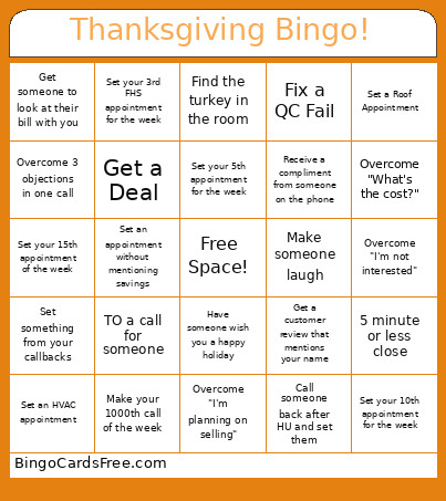 Thanksgiving ! Bingo Card