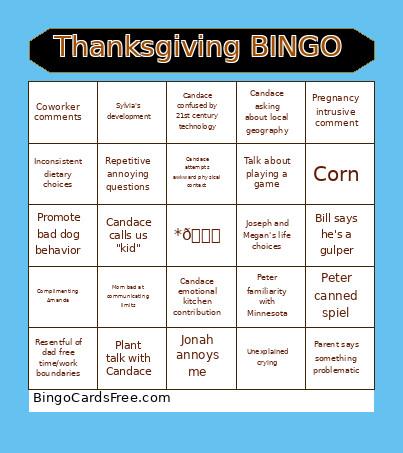 Thanksgiving Bingo Card