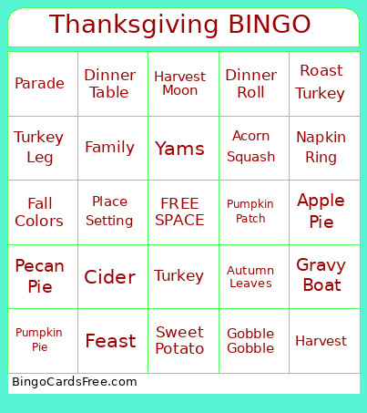 Thanksgiving Bingo Card 3