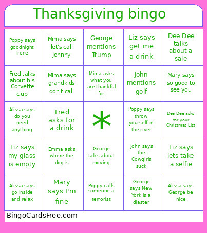 Thanksgiving Bingo Card 2