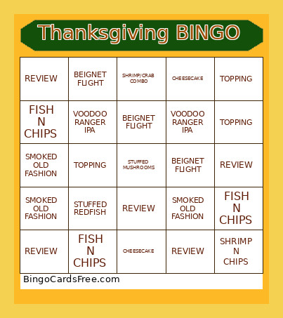 Thanksgiving Bingo Card