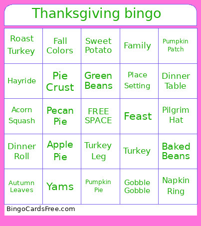 Thanksgiving Bingo Card