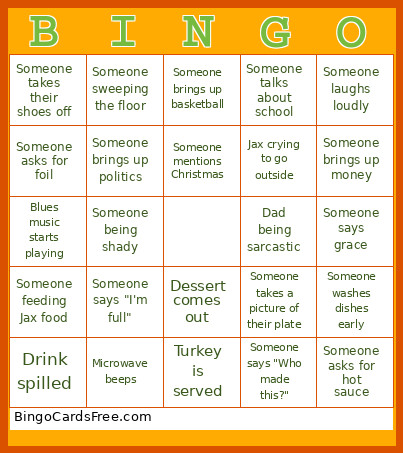 Thanksgiving Bingo Card 2
