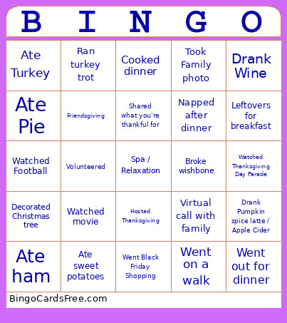Thanksgiving - PA Bingo Card