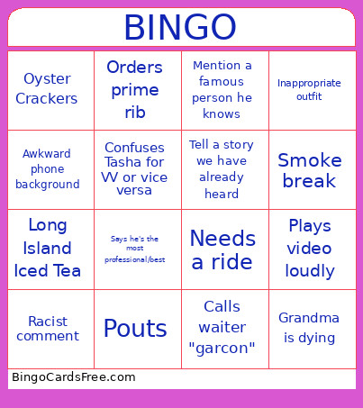 Thanksgiving Dinner Bingo Card