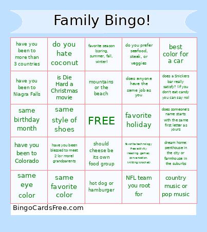 Thanksgiving get to know you bingo