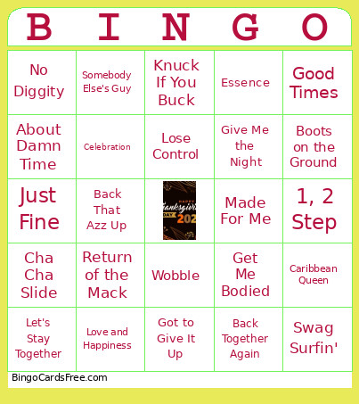 Thanksgiving Wild Bingo Card