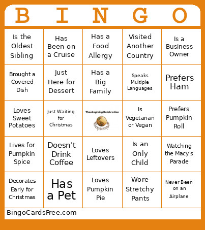 Thanksgiving With An International Flair Bingo Card
