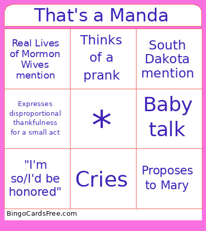 That's A Manda Bingo Card