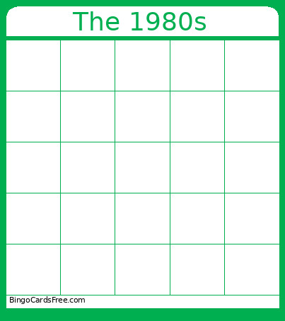 The 1980s Bingo Card