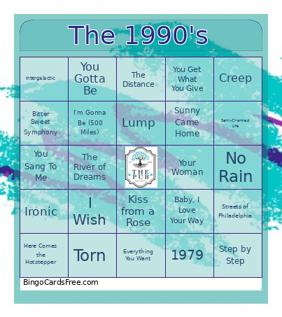 The 1990's Bingo Card
