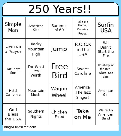 The 4th Of July Bingo Card