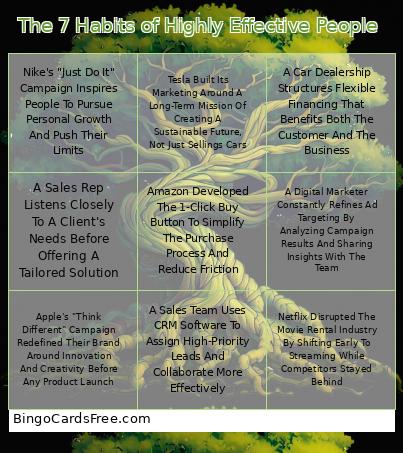 The 7 Habits of Highly Effective People Bingo Cards Free Pdf Printable Game, Title: The 7 Habits of Highly Effective People