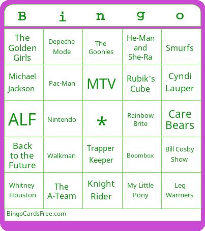 The 80s Bingo