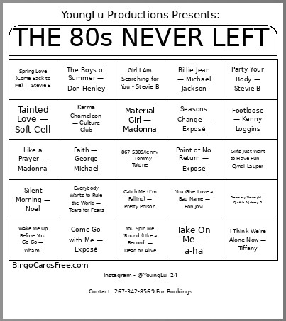 THE 80s NEVER LEFT Bingo Card