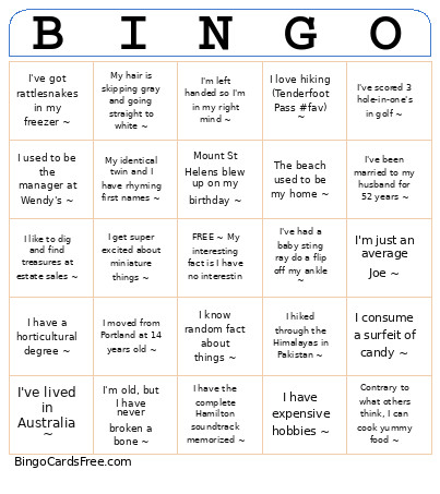 The Albright Mingle Bingo Card