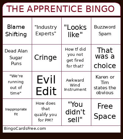 THE APPRENTICE Bingo Card 2