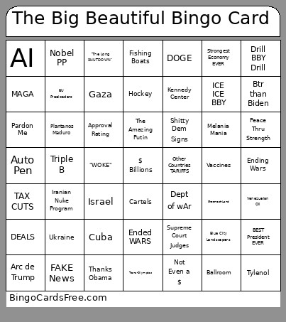 The Big Beautiful Bingo Card