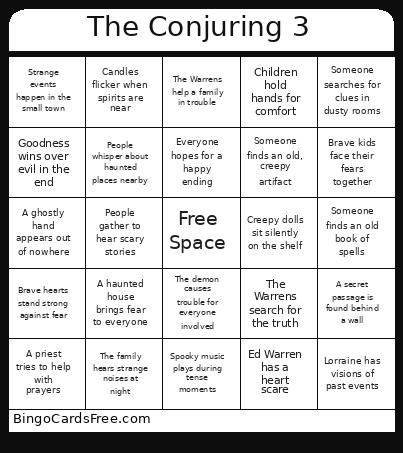 The Conjuring 3 The Devil Made Me Do It Bingo Card
