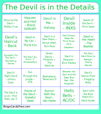 The Devil Is In The Details Bingo Card