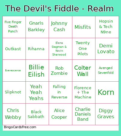 The Devil's Fiddle - Realm Bingo Card
