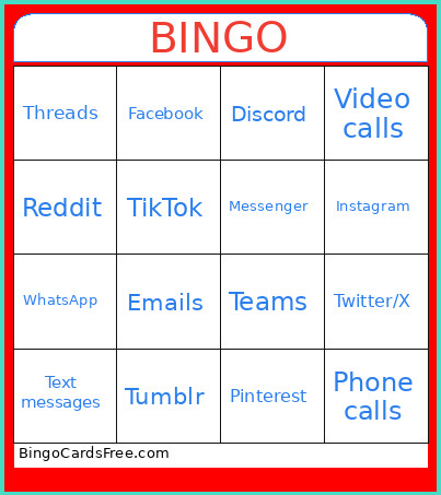 The Digital Age Bingo Card
