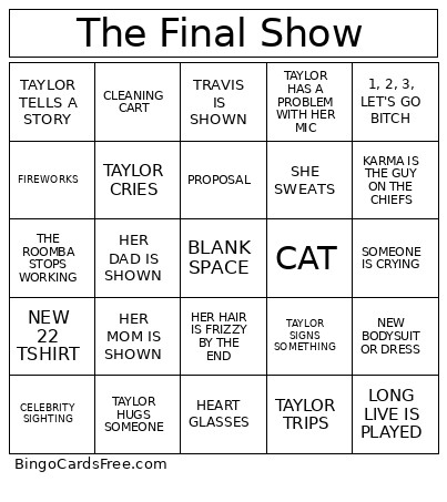 The Final Show Bingo Card