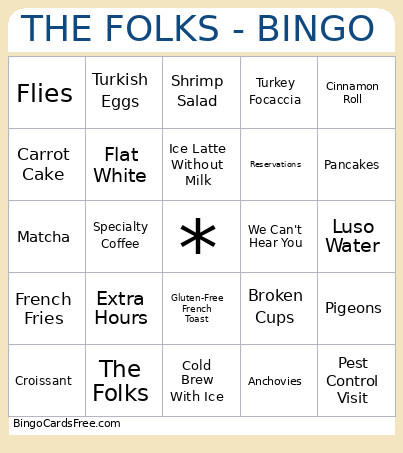 THE FOLKS - Bingo Card
