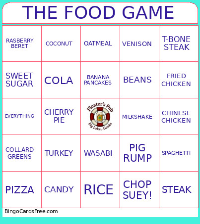 THE FOOD GAME Bingo Card