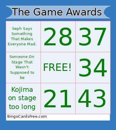 The Game Awards Bingo