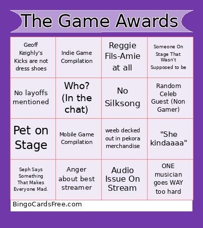 The Game Awards Bingo