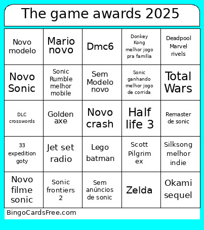 The Game Awards 2025 Bingo Card