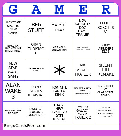 The Game Awards 2025 Predictions Bingo Card