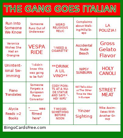 THE GANG GOES ITALIAN Bingo