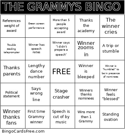 THE GRAMMYS Bingo Card