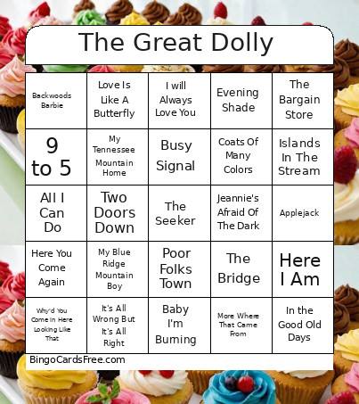 The Great Dolly Bingo Card